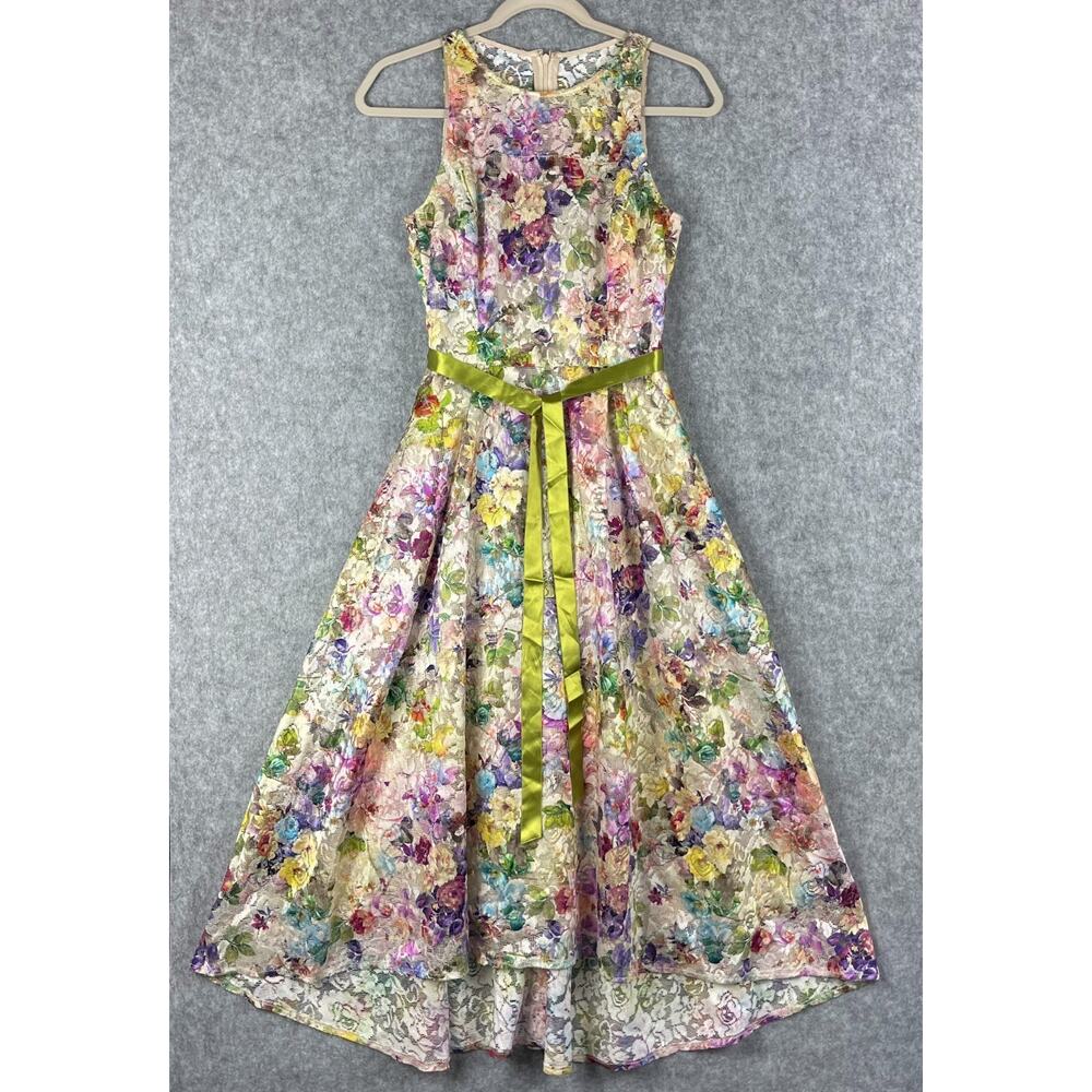 Tahari Arthur S Levine Fairy Dress Womens 2 Floral Crochet Lace Mesh Romantic - Picture 1 of 15